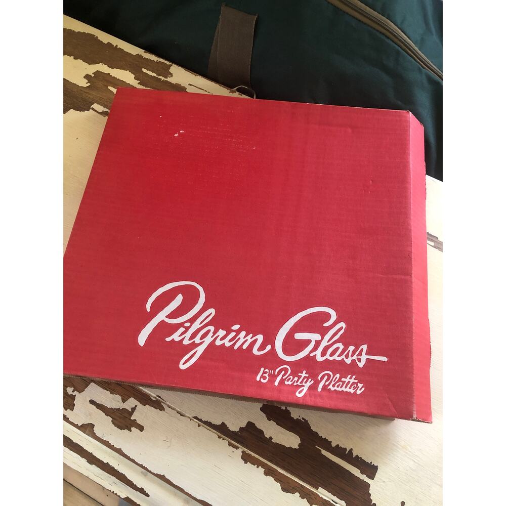 Pilgrim Glass Vintage 13" Party Platter Round Christmas Serving Plate Platter